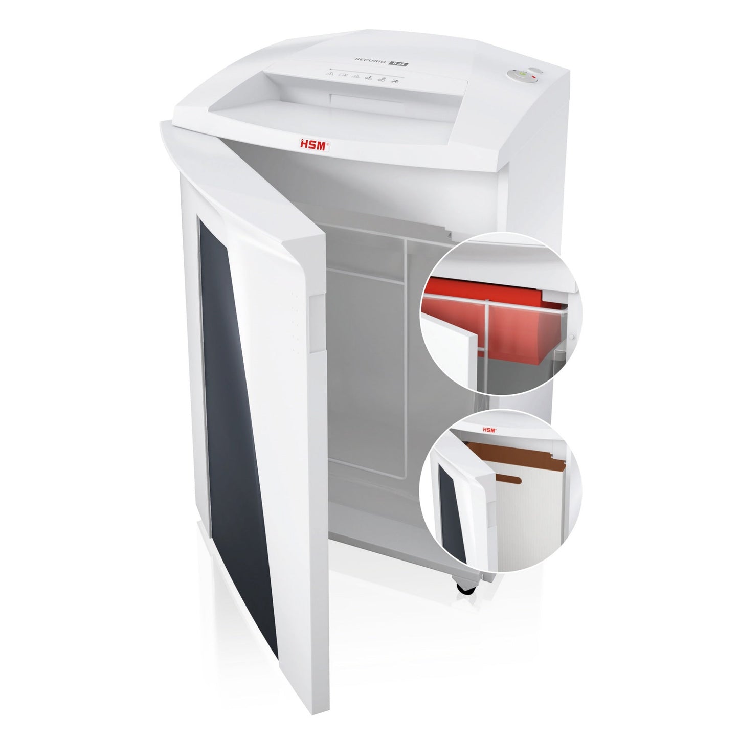 HSM® Aktenvernichter SECURIO B34 P-2 Papier, Heftklammern, Büroklammern, Kreditkarten, CDs/DVDs Streifenschnitt weiß