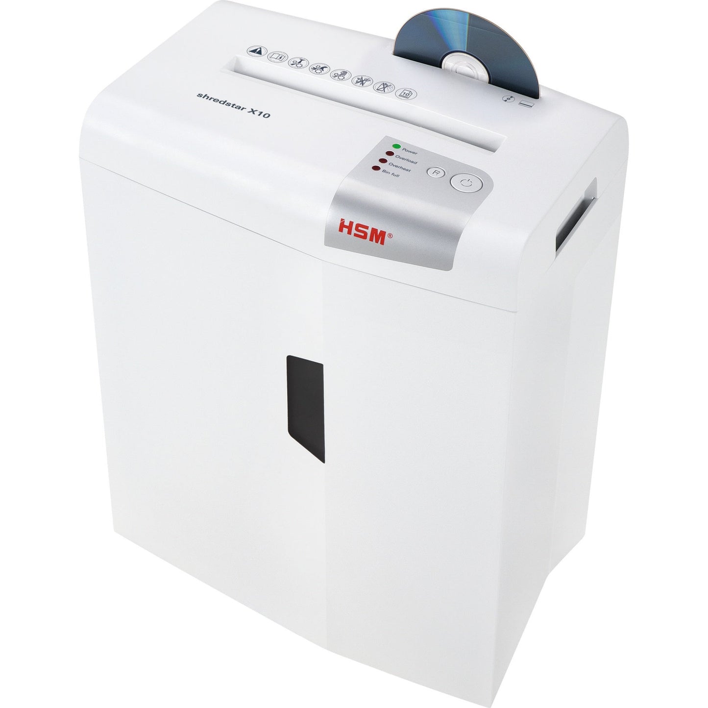 HSM® Aktenvernichter shredstar X10 P-4 Papier, Heftklammern, Büroklammern, Kreditkarten, CDs/DVDs Partikelschnitt weiß/silber
