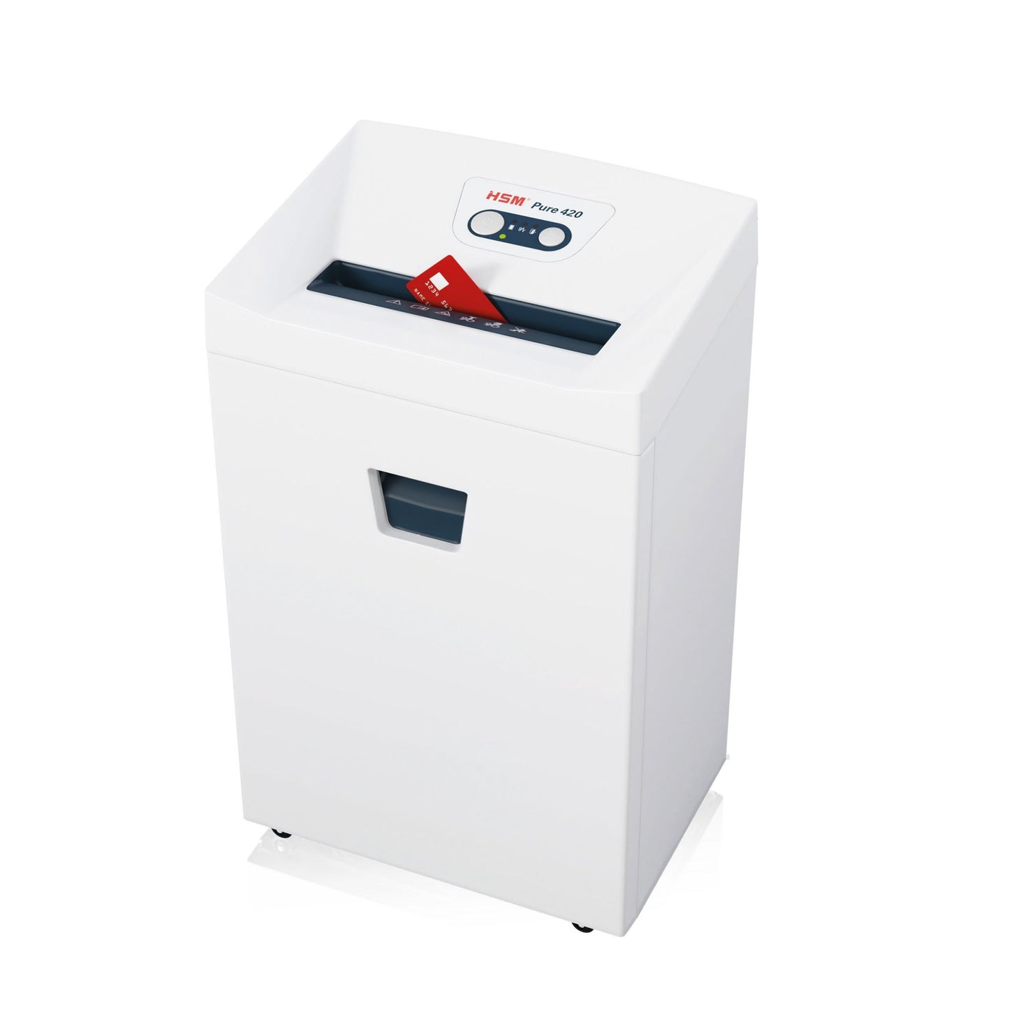 HSM® Aktenvernichter Pure 420 P-2 Papier, Heftklammern, Büroklammern, Kreditkarten, CDs/DVDs Streifenschnitt 21 Bl. weiß