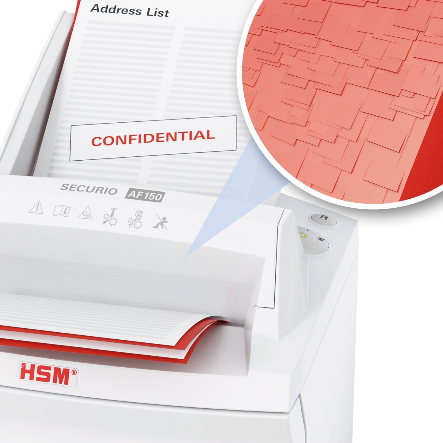 HSM® Aktenvernichter SECURIO AF150 P-6 Papier, Heftklammern, Büroklammern Partikelschnitt 6 Bl. manuell, 150 Bl. automatisch weiß