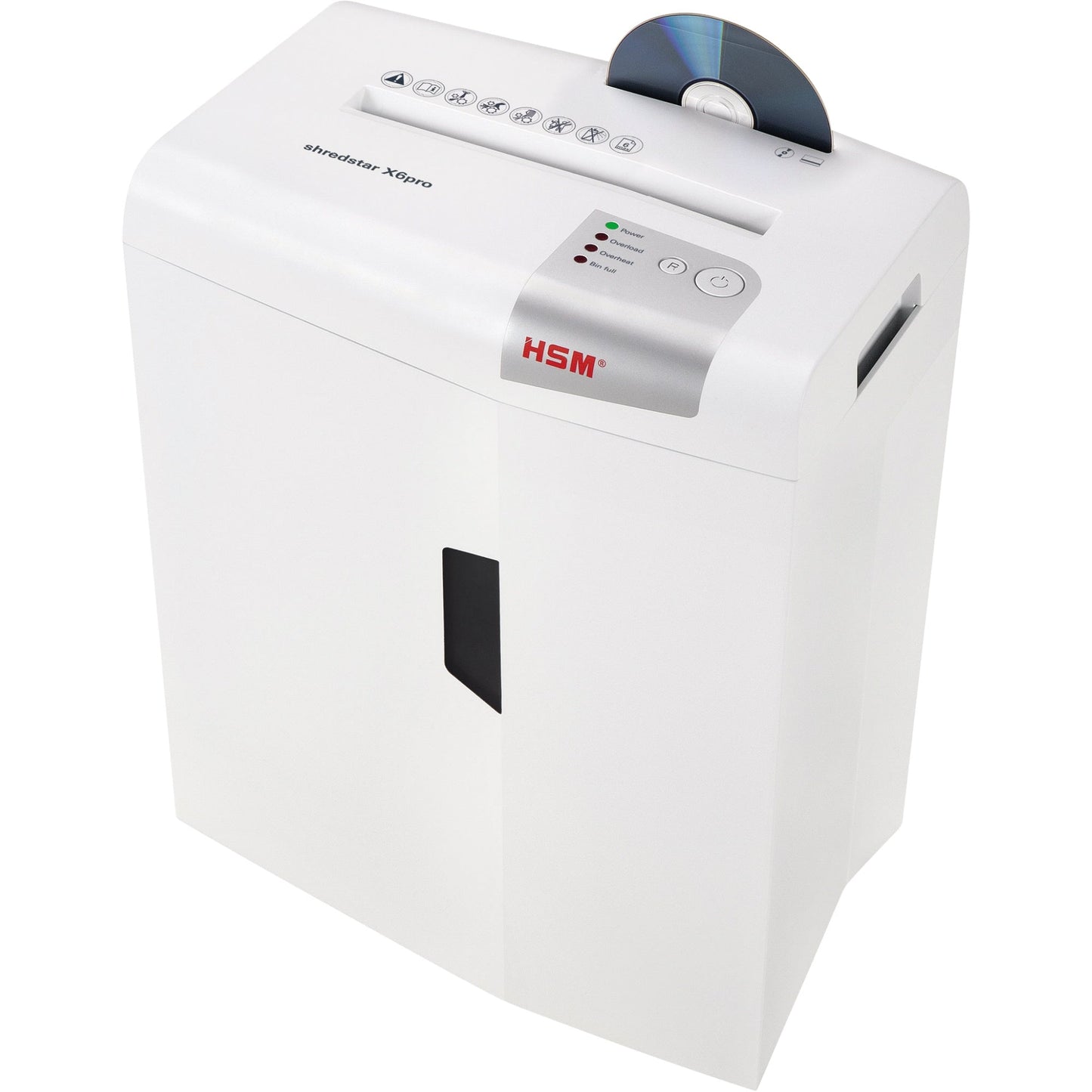 HSM® Aktenvernichter shredstar X6pro P-5 Papier, Heftklammern, Büroklammern, Kreditkarten, CDs/DVDs Partikelschnitt weiß/silber