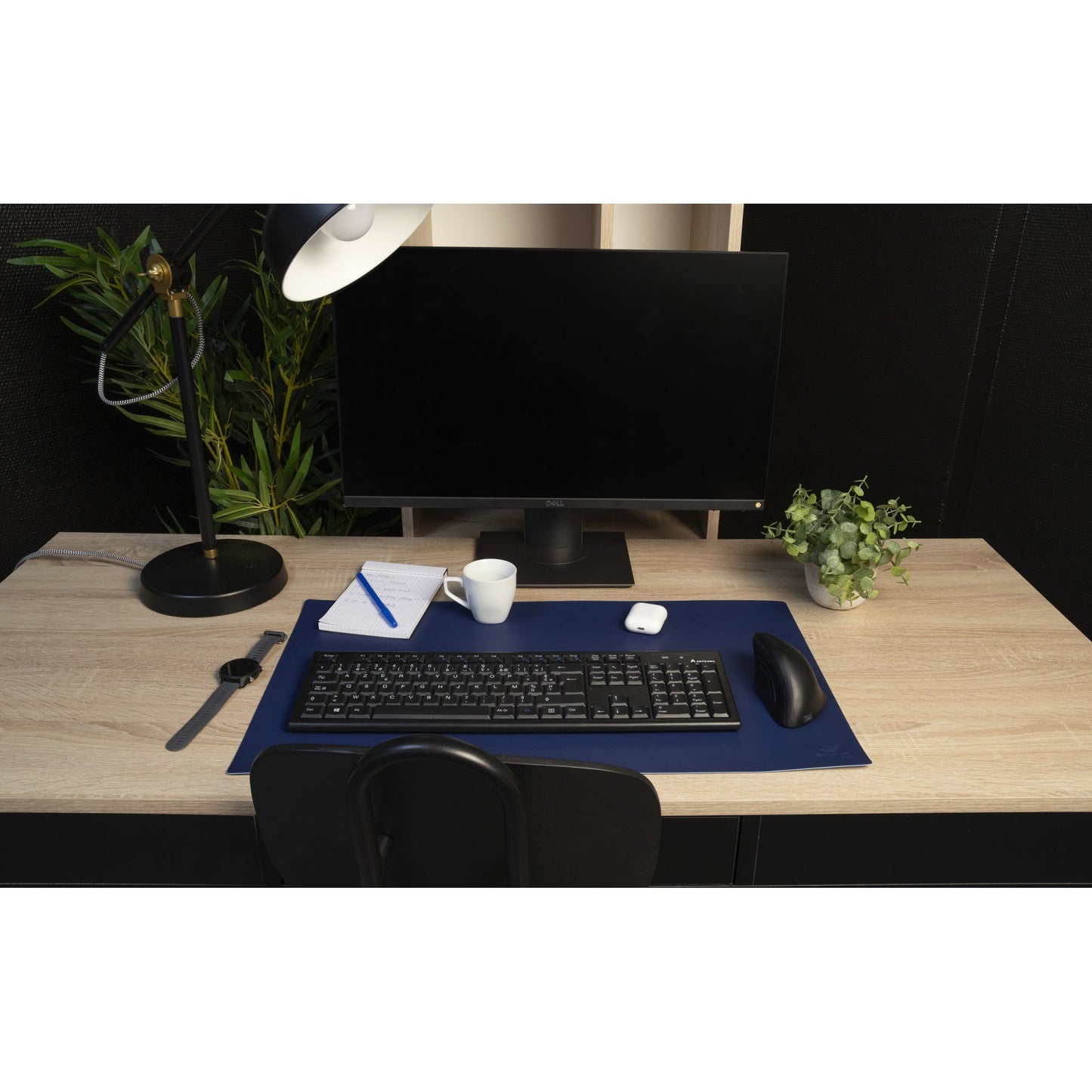 Exacompta Schreibunterlage Home Office 60 x 35 cm (B x H) ohne Kalender Polyurethan marineblau/himmelblau