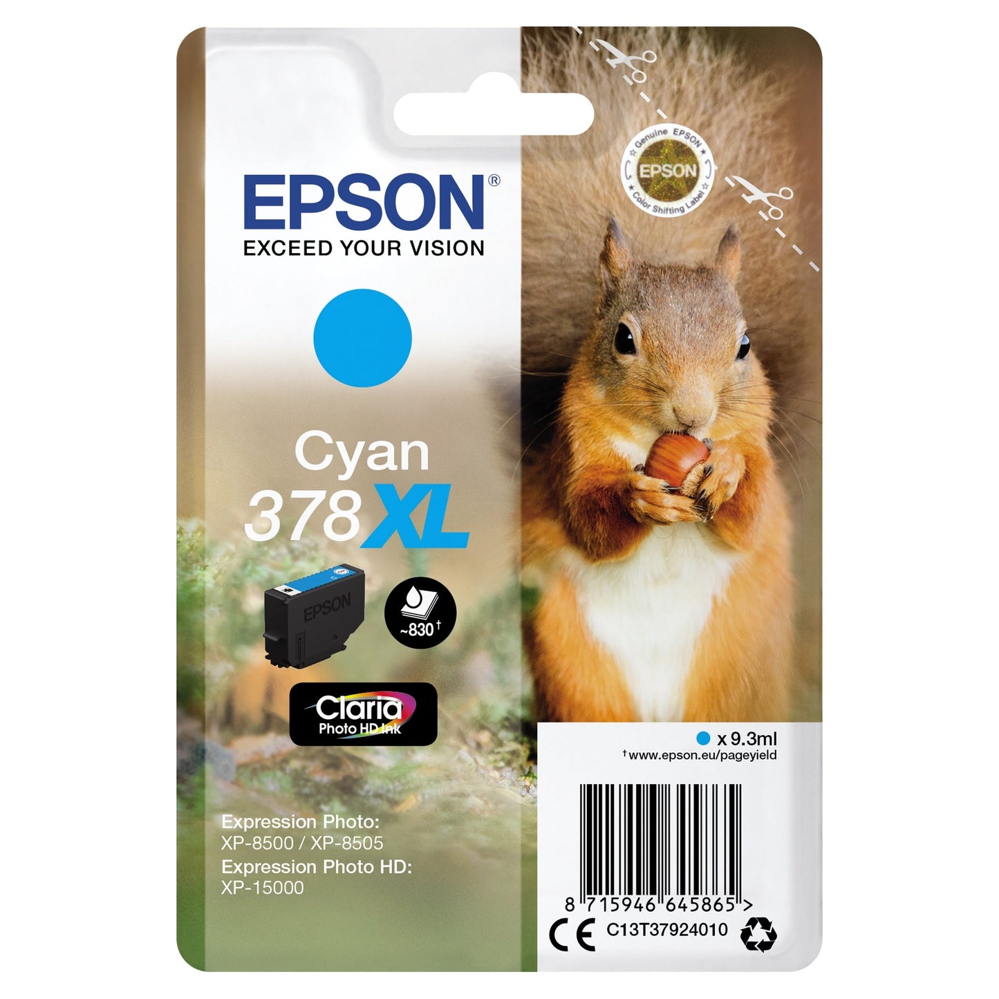 Epson Tintenpatrone Originalzubehör 378XL ca. 830 Seiten cyan 9,3ml