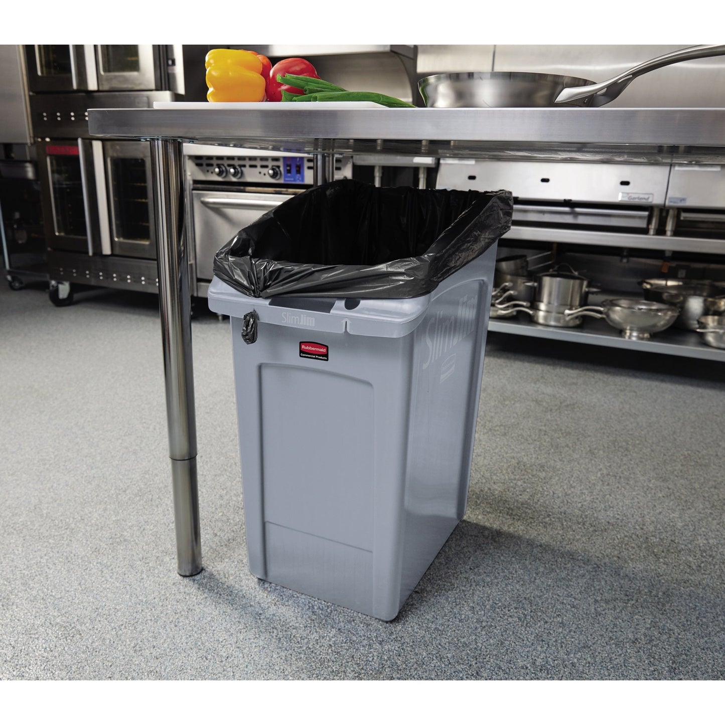 Rubbermaid Abfalleimer SLIM JIM® 49l Kunststoff grau 1 Sortierfach