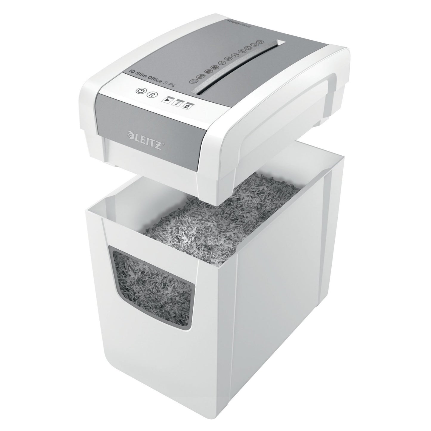 LEITZ IQ Aktenvernichter Slim Office S P-4 Papier, Heftklammern, Büroklammern Partikelschnitt 14 Bl. weiß