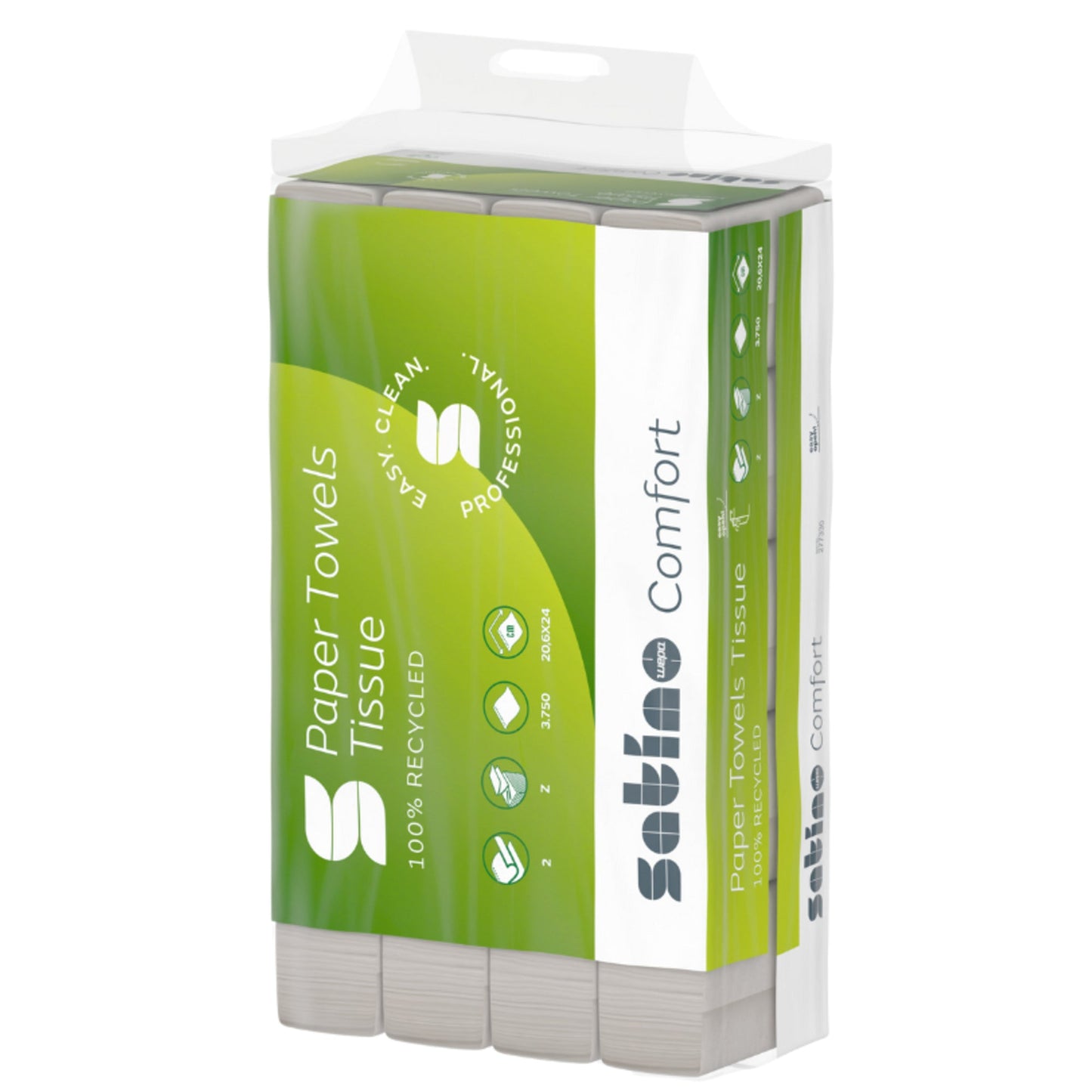 Satino by WEPA Papierhandtücher Comfort 20,6 x 24 cm (B x L) Papier, 100 % recycelt hochweiß 25 x 150 Bl./Pack.