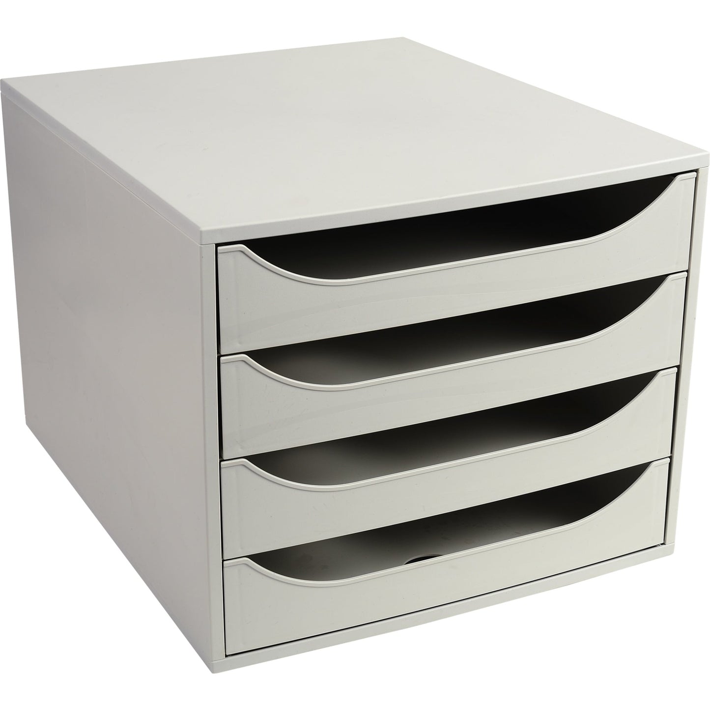 Exacompta Schubladenbox ECOBOX 4 Schubladen DIN A4, Überbreite Polystyrol Gehäusefarbe: grau Farbe der Schublade: grau
