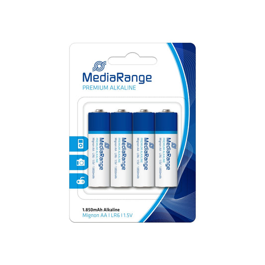 MediaRange Batterie AA/Mignon LR6 Alkaline 1,5V 1.850 mAh 4 St./Pack.