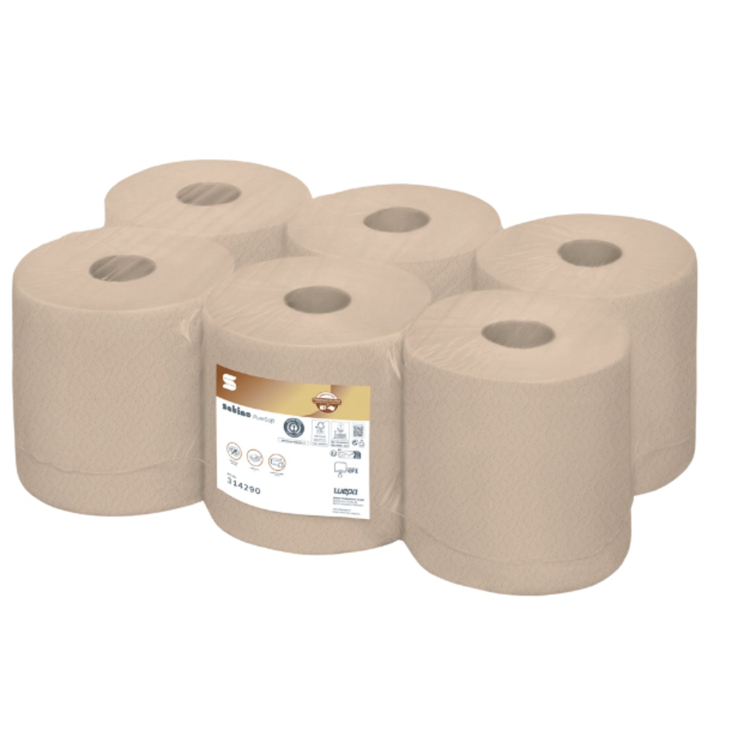 Satino by WEPA Handtuchrolle PureSoft Centerfeed 20 cm x 150 m (B x L) Papier, 100 % recycelte Wellpappe softbeige 6 Rl./Pack.