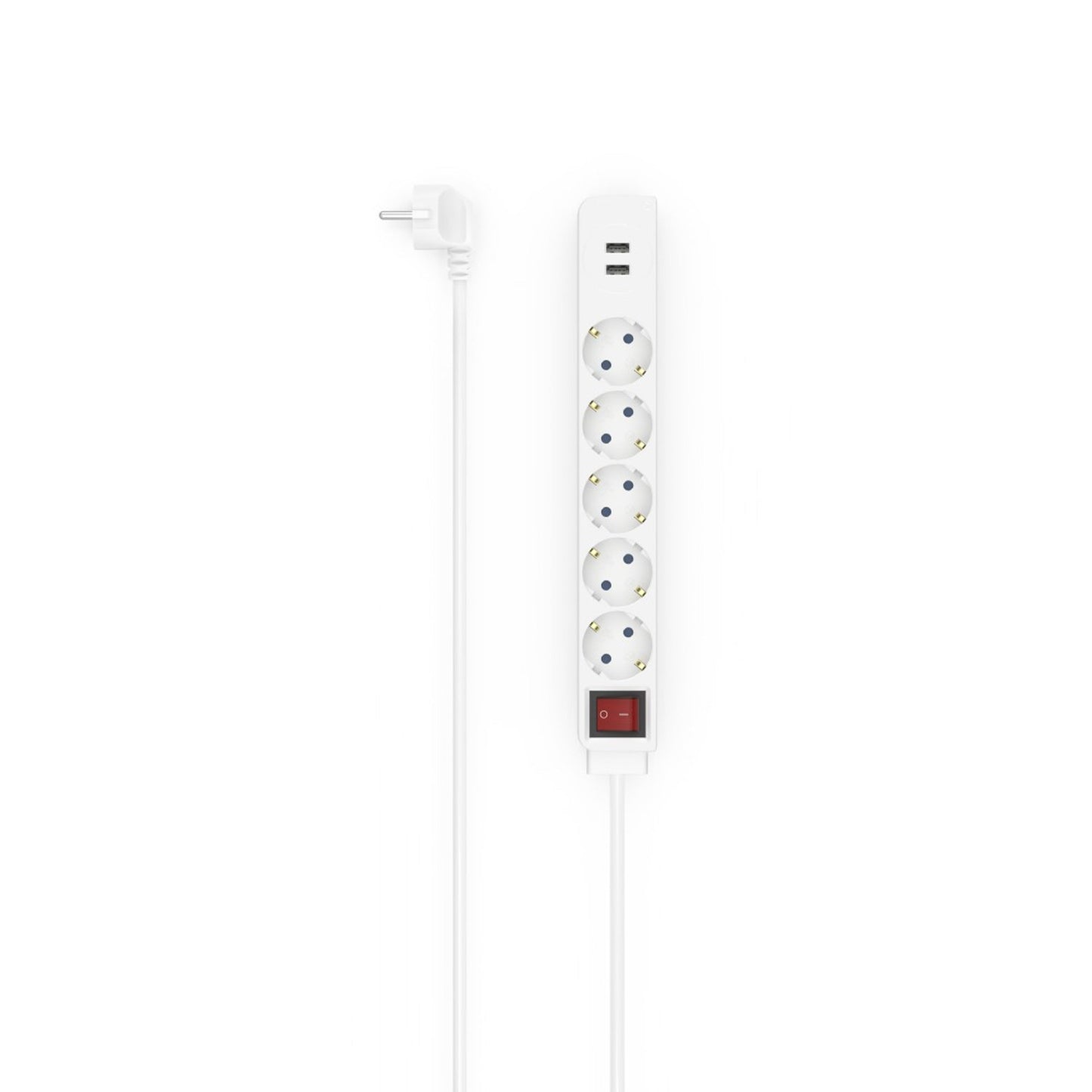 Hama Steckdosenleiste 5 Steckdosen 2 USB Ports weiß