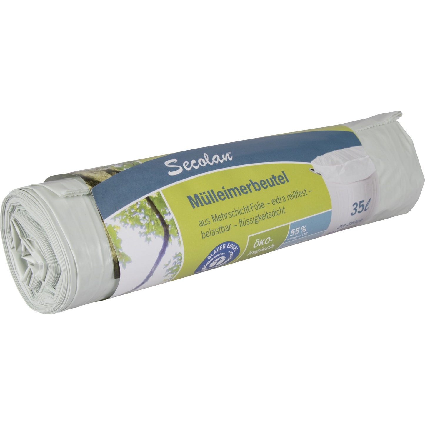 Secolan Müllbeutel 50 x 62 cm (B x H) 25µm 35l Polyethylen, 100 % recycelt weiß 20 St./Pack.