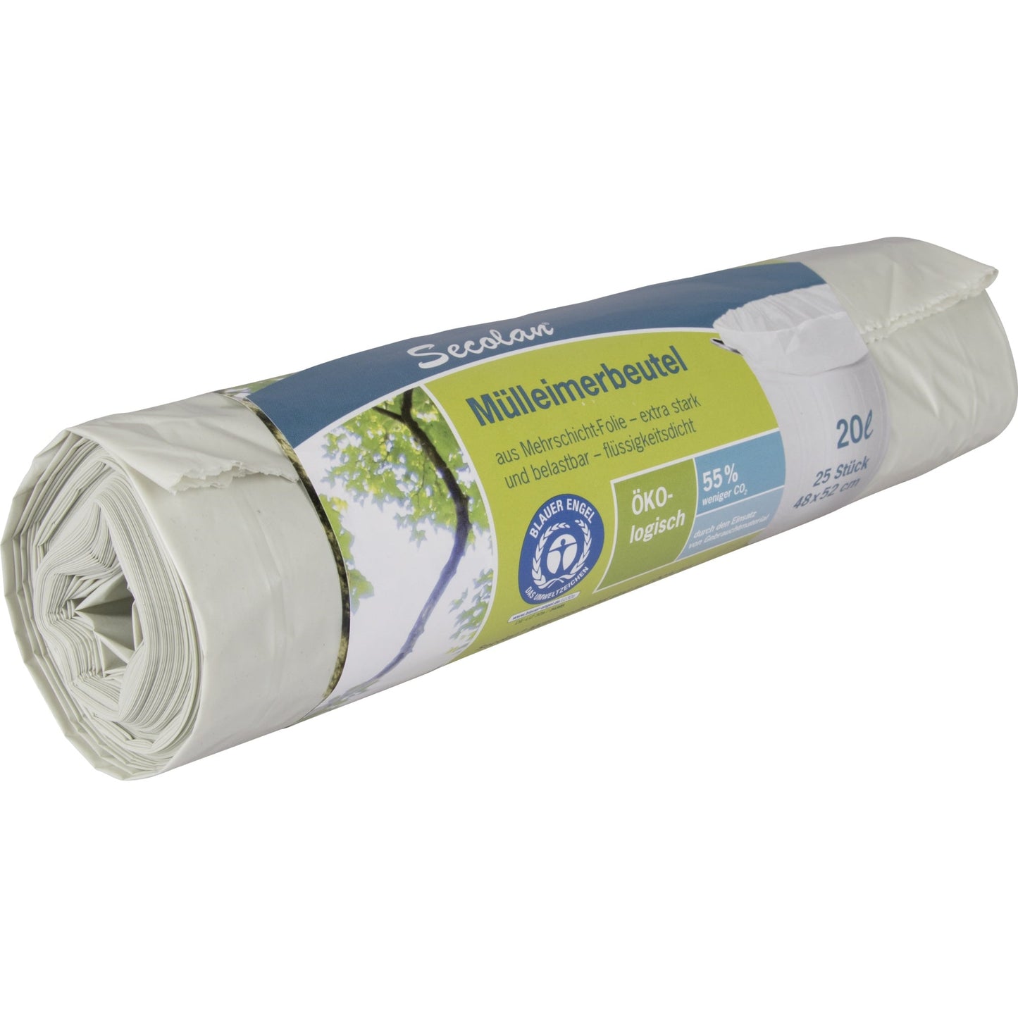 Secolan Müllbeutel 48 x 52 cm (B x H) 25µm 20l Polyethylen, 100 % recycelt weiß 25 St./Pack.