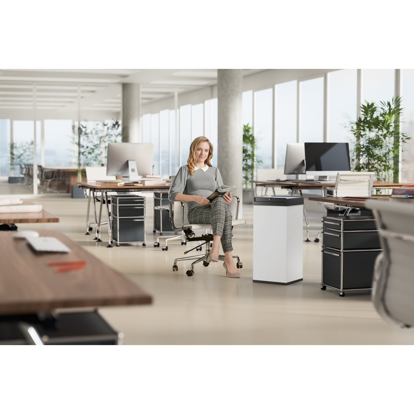 Hailo Abfalleimer Big-Box Swing XL 52l Stahlblech weiß 1 Sortierfach