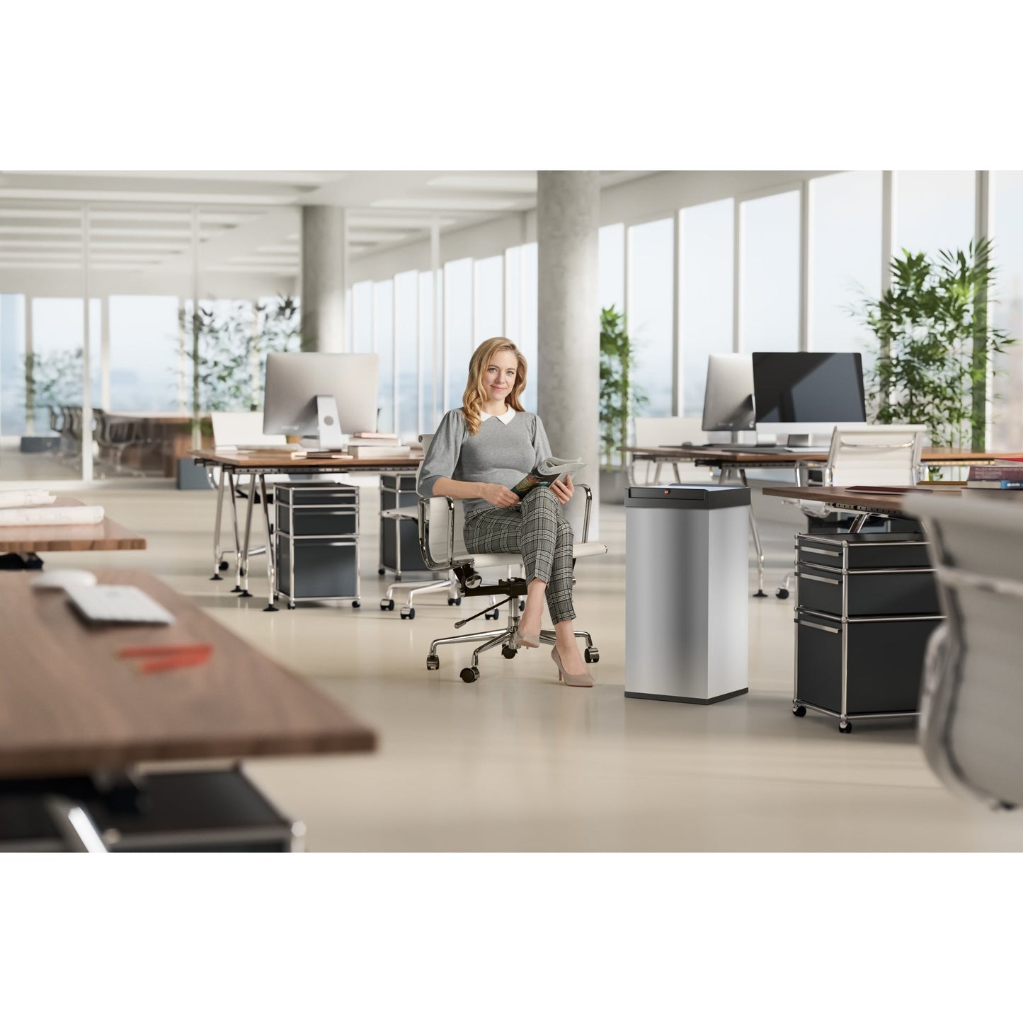 Hailo Abfalleimer Big-Box Swing XL 52l Edelstahl edelstahl 1 Sortierfach