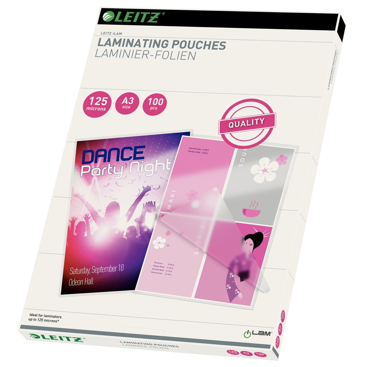 Leitz Laminierfolie 303 x 426 mm (B x H) DIN A3 125µm glänzend 100 St./Pack.