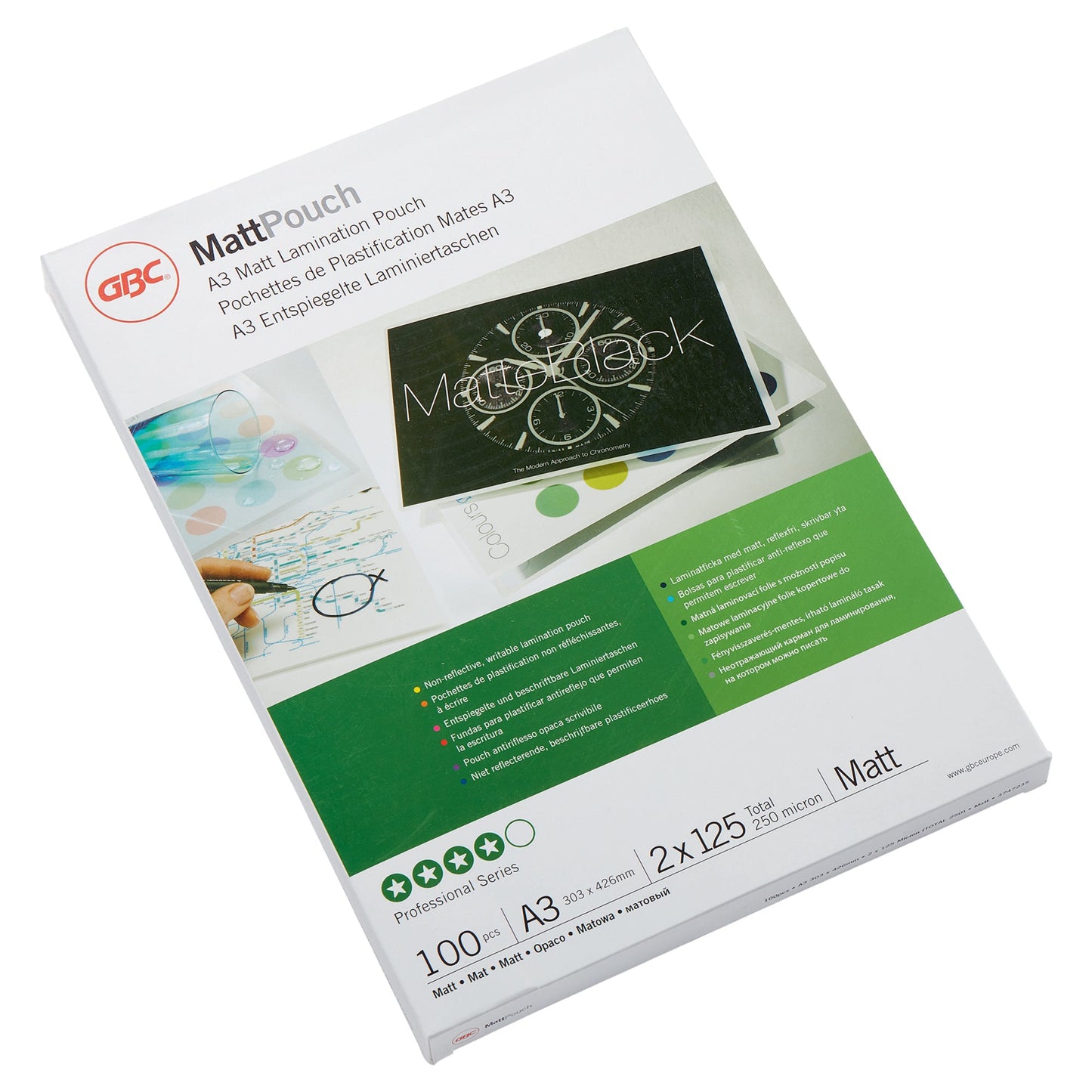 GBC® Laminierfolie MattTPouch 303 x 426 mm (B x H) DIN A3 125µm matt 100 St./Pack.
