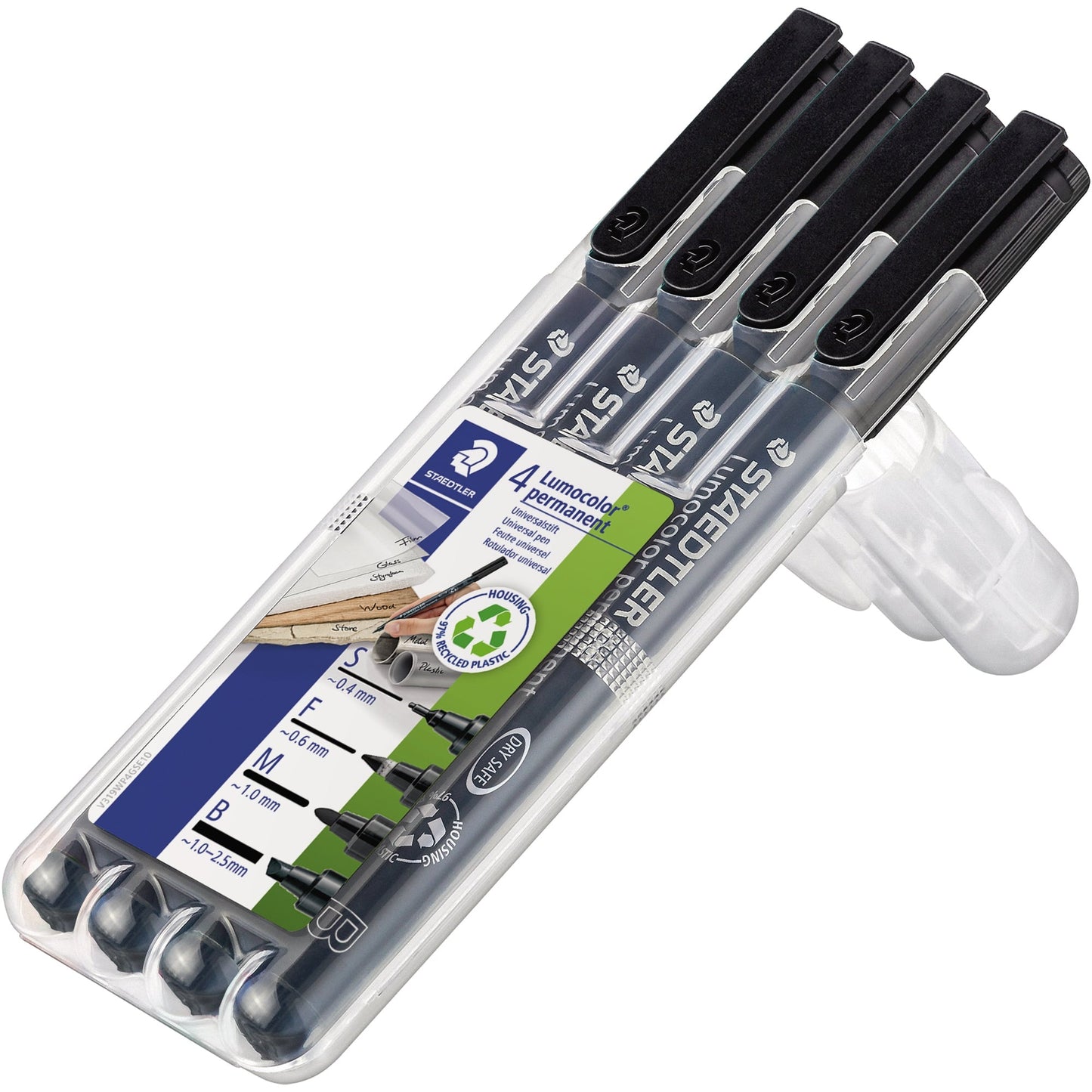 STAEDTLER® Folienstift Lumocolor® permanent special 319 0,4 mm, 0,6 mm, 1 mm, 1-2,5mm schwarz nicht dokumentenecht 4 St./Pack.