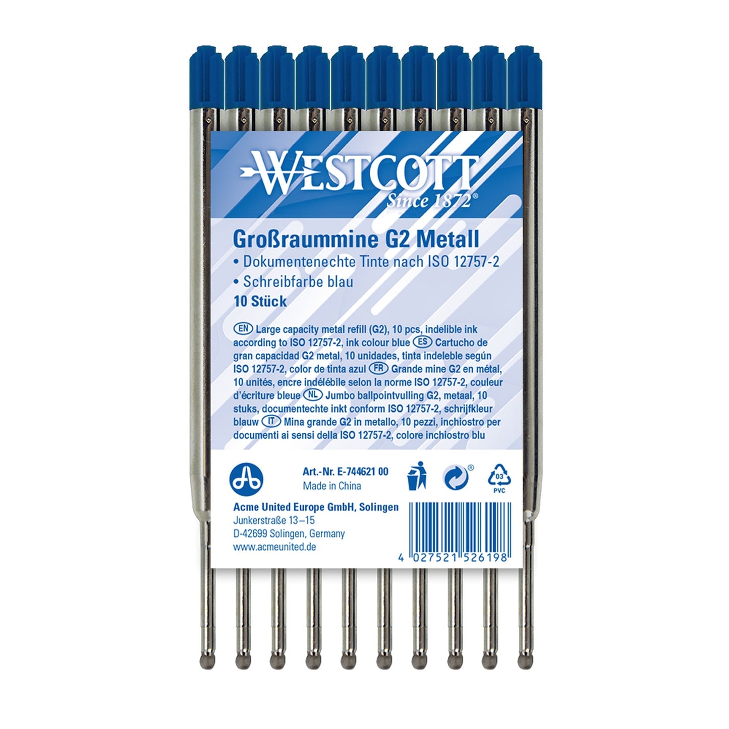 Westcott Großraummine M blau ISO 12757-2 dokumentenecht 10 St./Pack.