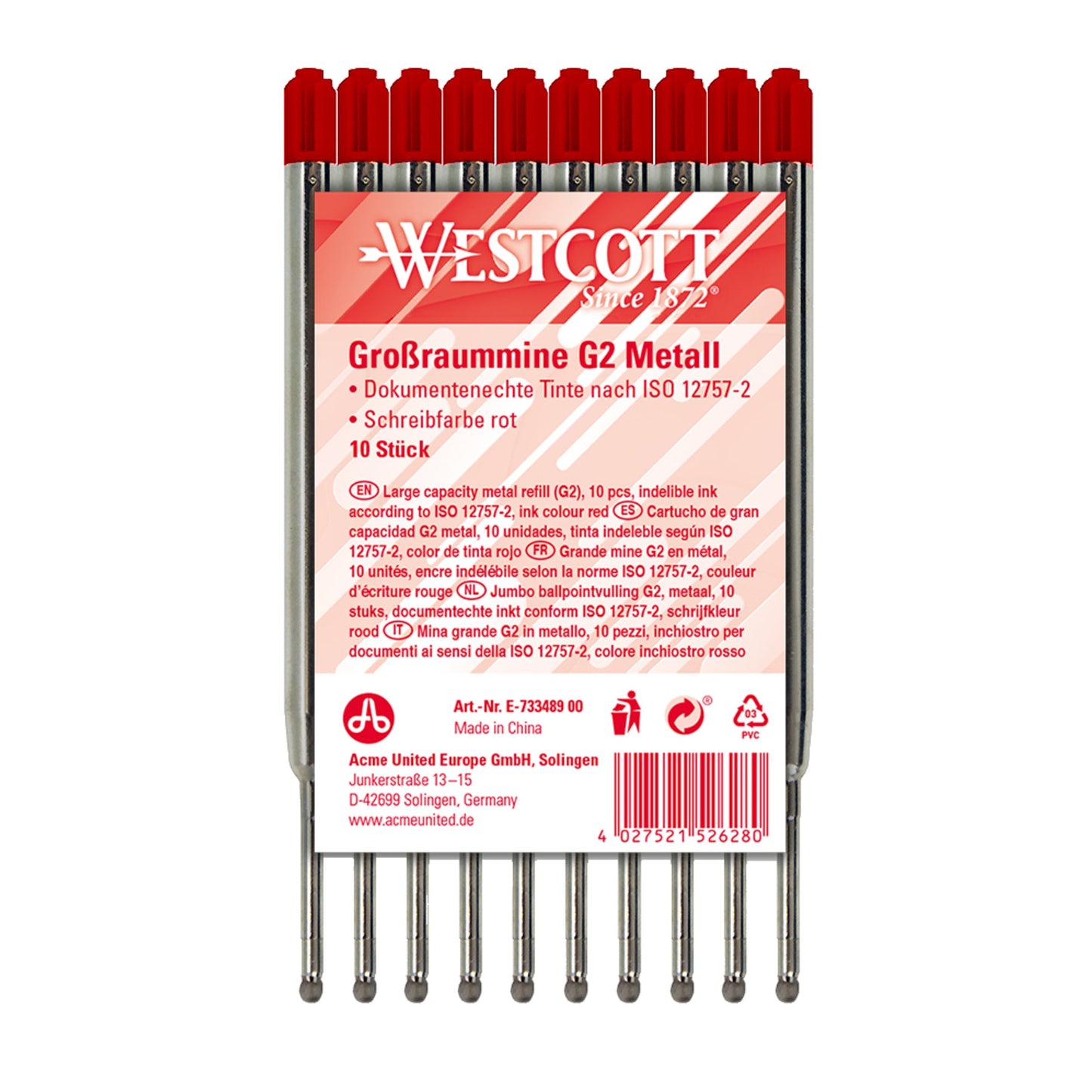 Westcott Großraummine M rot ISO 12757-2 dokumentenecht 10 St./Pack.