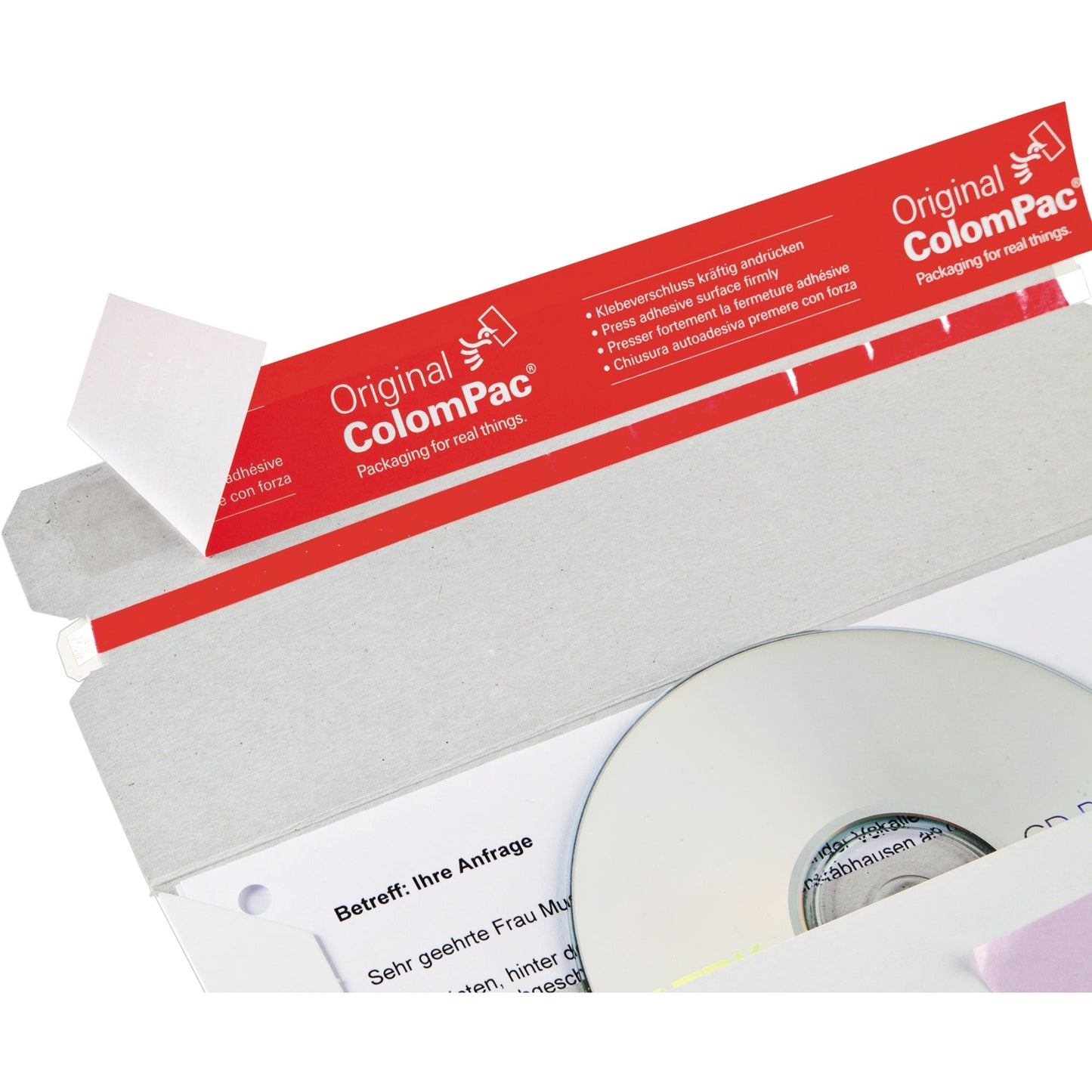ColomPac® CD/DVD Versandtasche 220 x 121 x 3 mm (B x H x T) ohne Fenster mit Haftklebung Vollpappe weiß