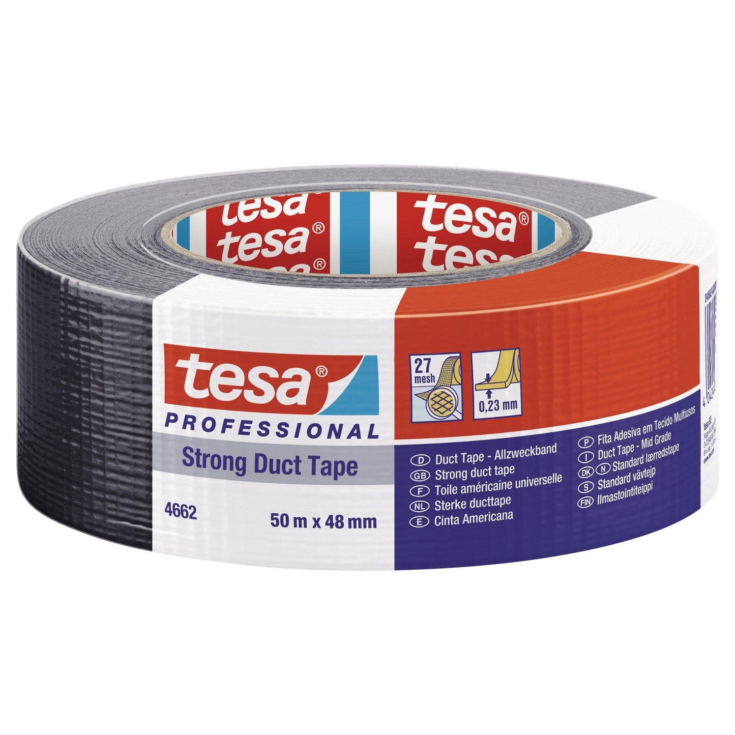 tesa® Gewebeband Professional 4662 Medium Innenbereich, Außenbereich 48 mm x 50 m (B x L) schwarz