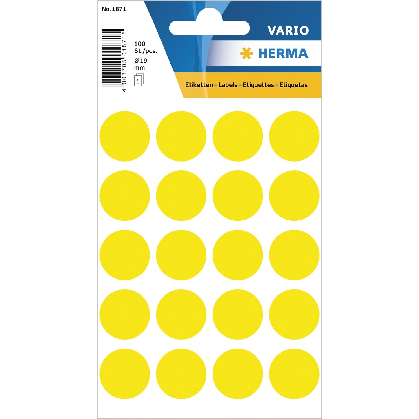 HERMA Markierungspunkt VARIO 19mm Papier gelb 100 Etik./Pack.