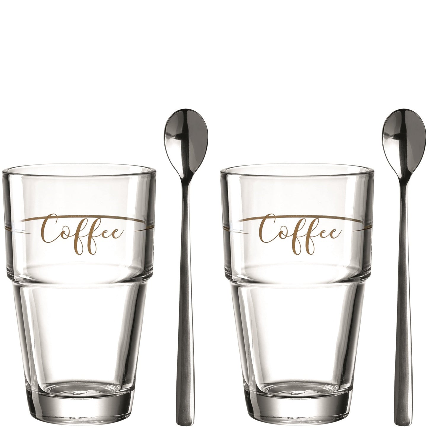 LEONARDO Latte-Macchiato-Glas SOLO je 2 Gläser, Löffel 250ml Glas transparent