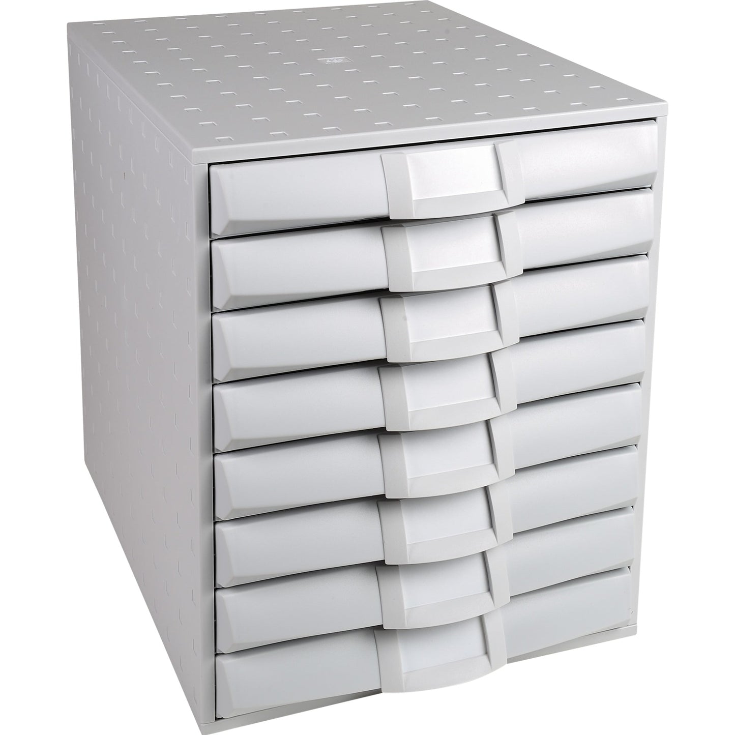 Exacompta Schubladenbox THE SYSTEM 8 Schubladen DIN A4, Überbreite Polystyrol/Polypropylen Gehäusefarbe: lichtgrau