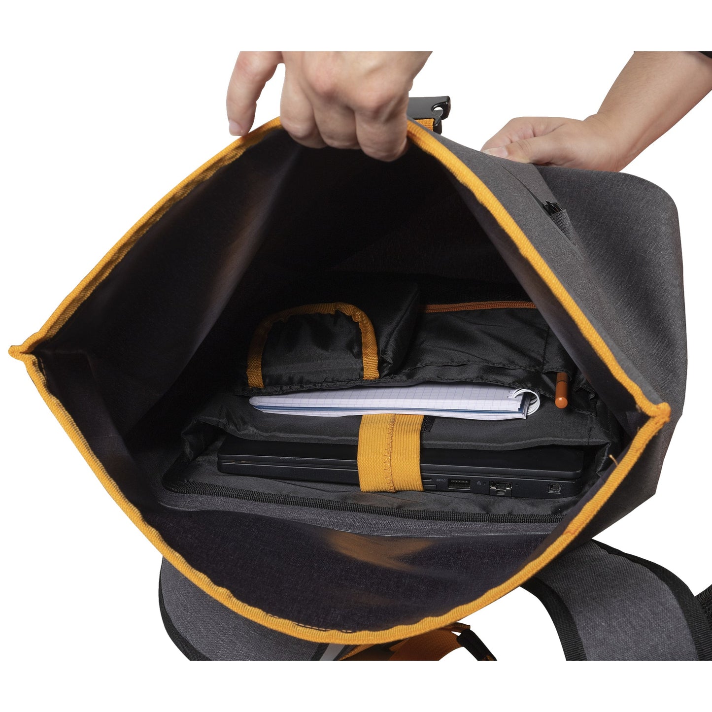 Exacompta Notebookrucksack Exactive® Young Steckverschluss geschütztes Notebookfach im inneren, Fach für Ablageund Dokumente, kleinere Reißverschlusstasche im inneren für Schlüssel und Smartphone, geschweißte Außentasche mit Reißverschluss