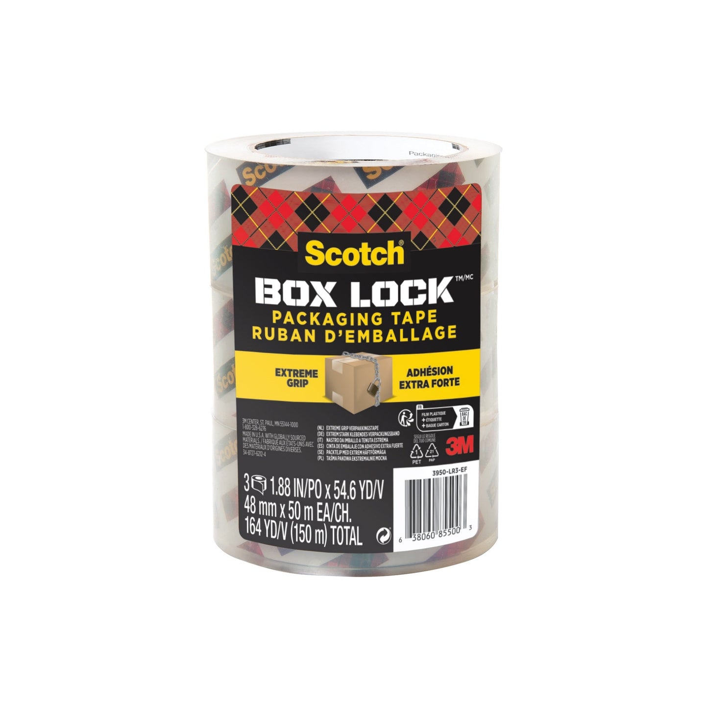 Scotch® Packband Box LockT 48 mm x 50 m (B x L) transparent 3 St./Pack.