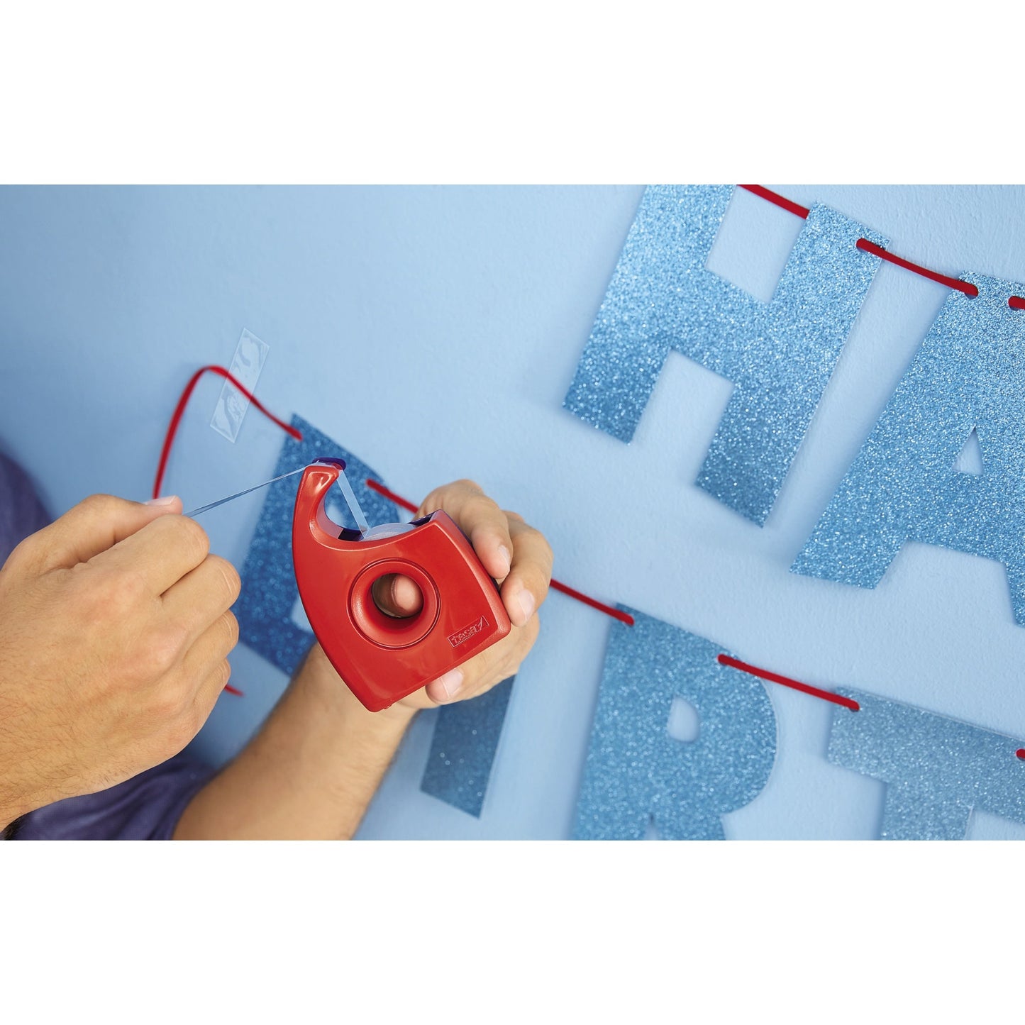 tesa® Handabroller Easy Cut® nachfüllbar rot/blau