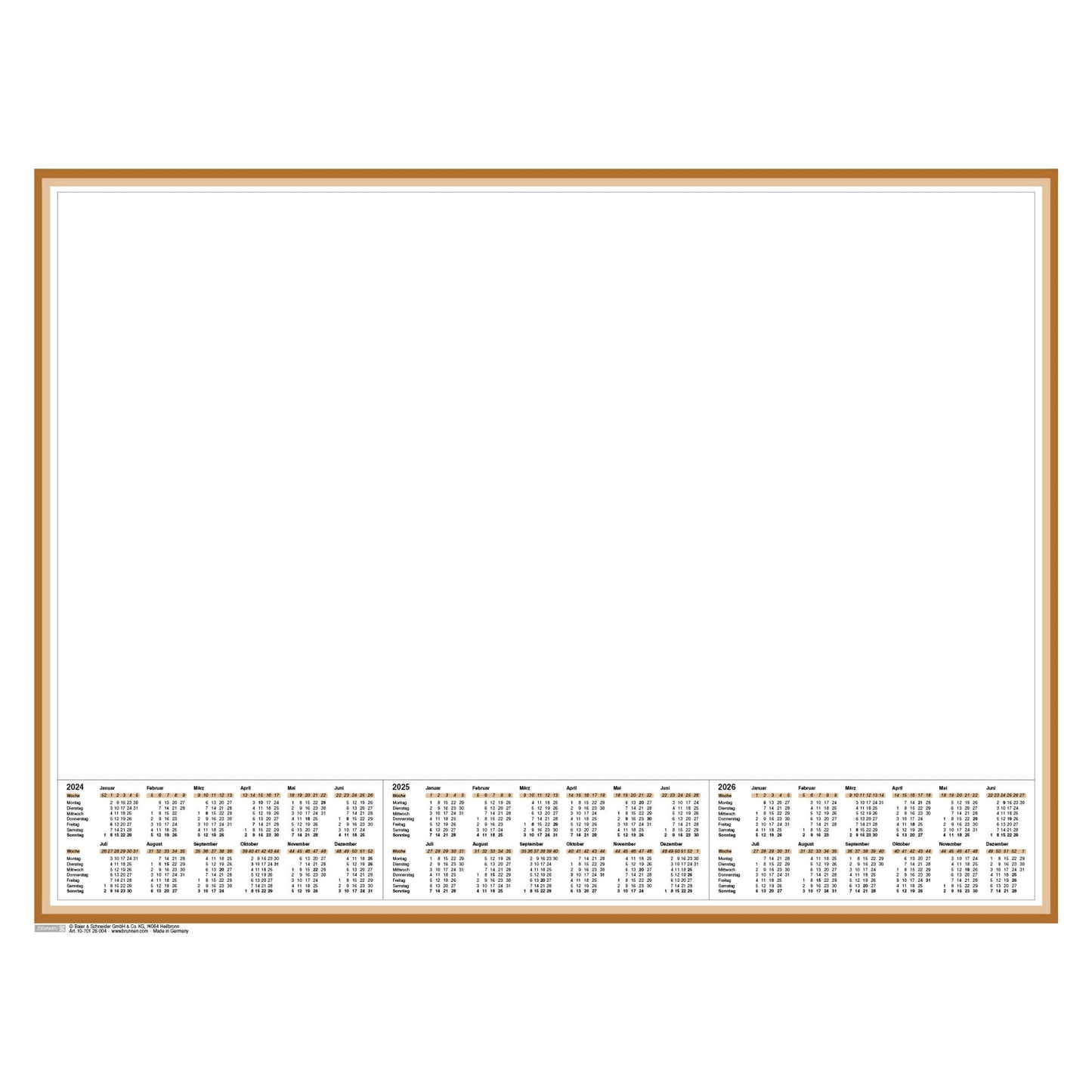 BRUNNEN Schreibunterlage 58,5 x 43,5 cm (B x H) mit Kalender 3 Jahre Papier weiß 50 Bl.