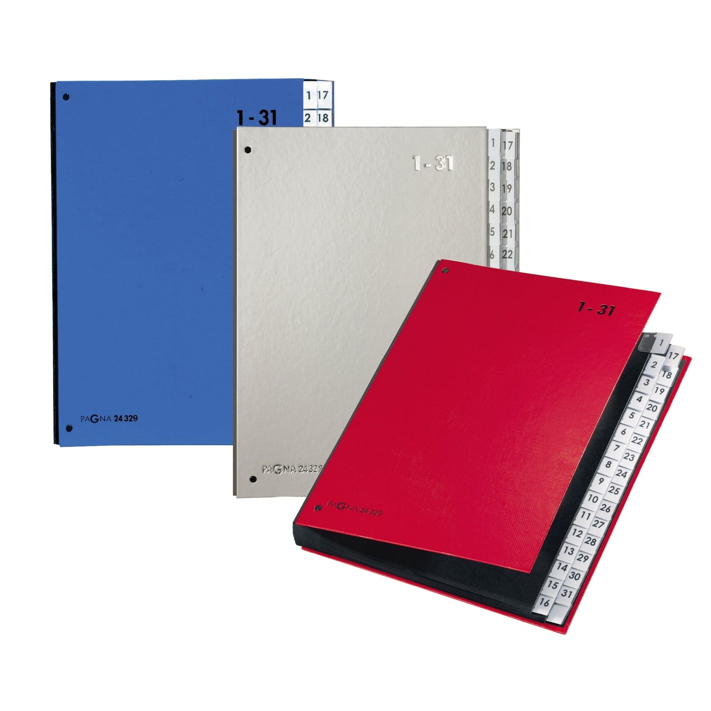 PAGNA Pultordner DIN A4 1-31 Karton/Papier, laminiert silber 32 Fächer