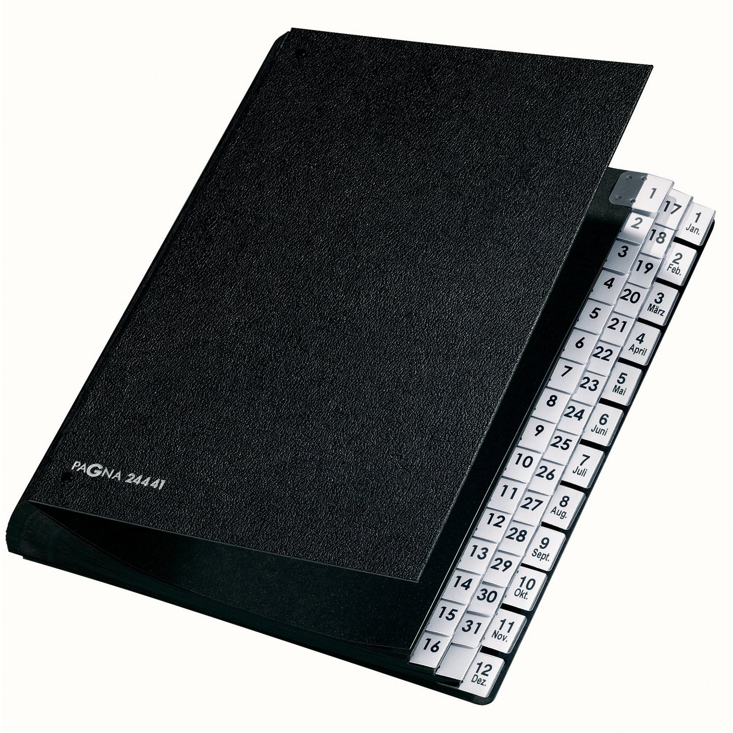 PAGNA Pultordner Classic DIN A4 1-31, 1-12, Jan.-Dez. Hartpappe schwarz 44 Fächer