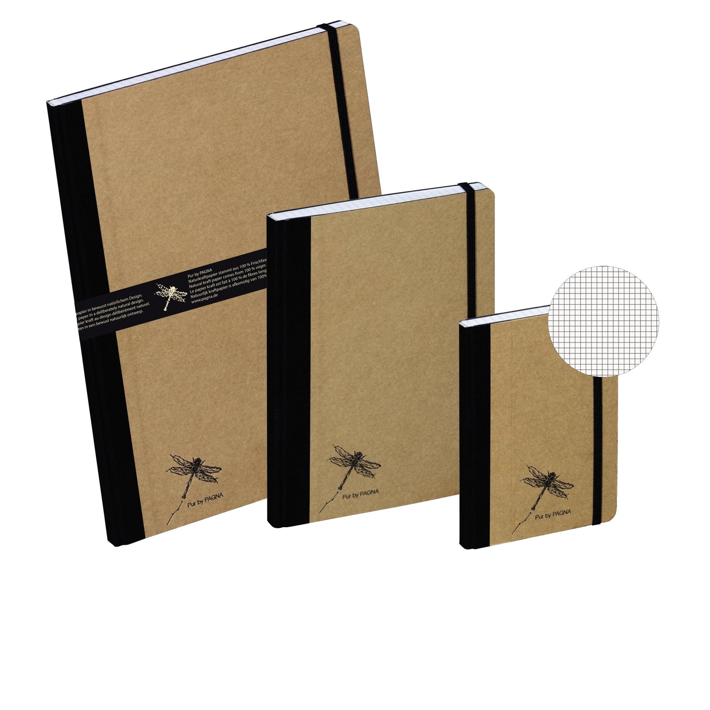 PAGNA Notizbuch Pur DIN A6 kariert natur 160 Bl.