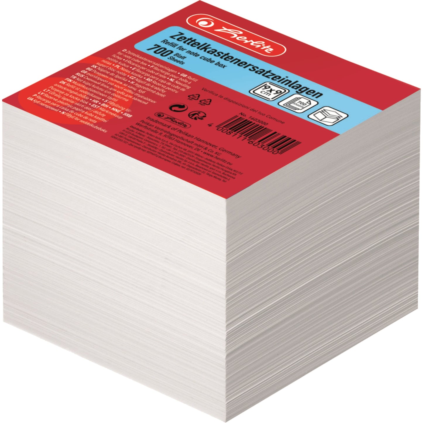 Herlitz Zettelboxeinlage 9 x 9 cm (B x H) 80g/m² holzfrei weiß 700 Bl./Pack.