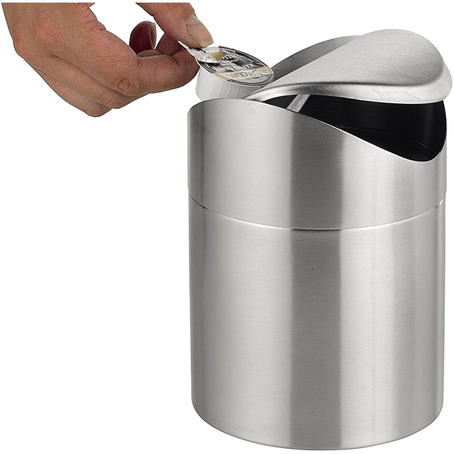 Esmeyer® Tischabfallbehälter SWING rund 12 x 16,5 cm (Ø x H) 1,2l Edelstahl 18/10 silber 1 Sortierfach