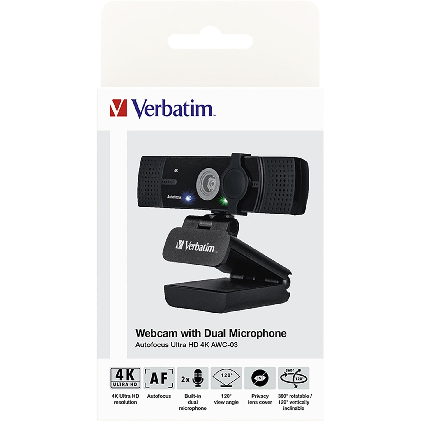 Verbatim Webcam AWC-03 106 x 55 x 42,5 mm (B x H x T) USB-A 1,5m schwarz