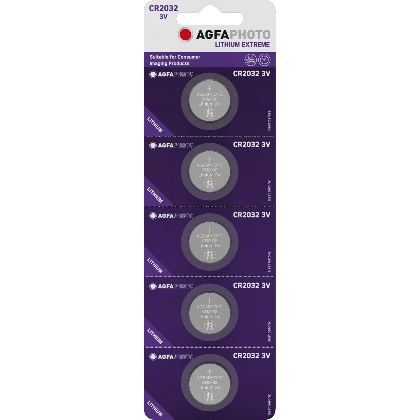 AgfaPhoto Knopfzelle Lithium Extreme Lithium CR2032 3V 5 St./Pack.