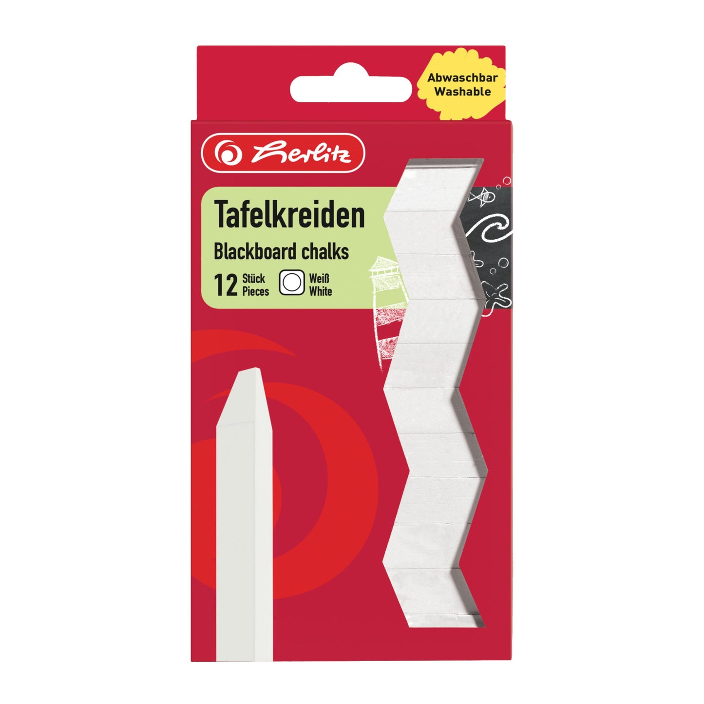 Herlitz Tafelkreide ohne Papierhülle weiß 12 St./Pack.