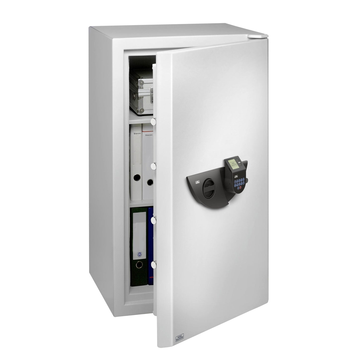 BURG-WÄCHTER Sicherheitsschrank WS Office-Doku 824 E FP Innenmaße: 49,8 x 94,6 x 33,6 cm (B x H x T) 145,5mm Elektroschloss, Fingerabdruck Stahl hellgrau
