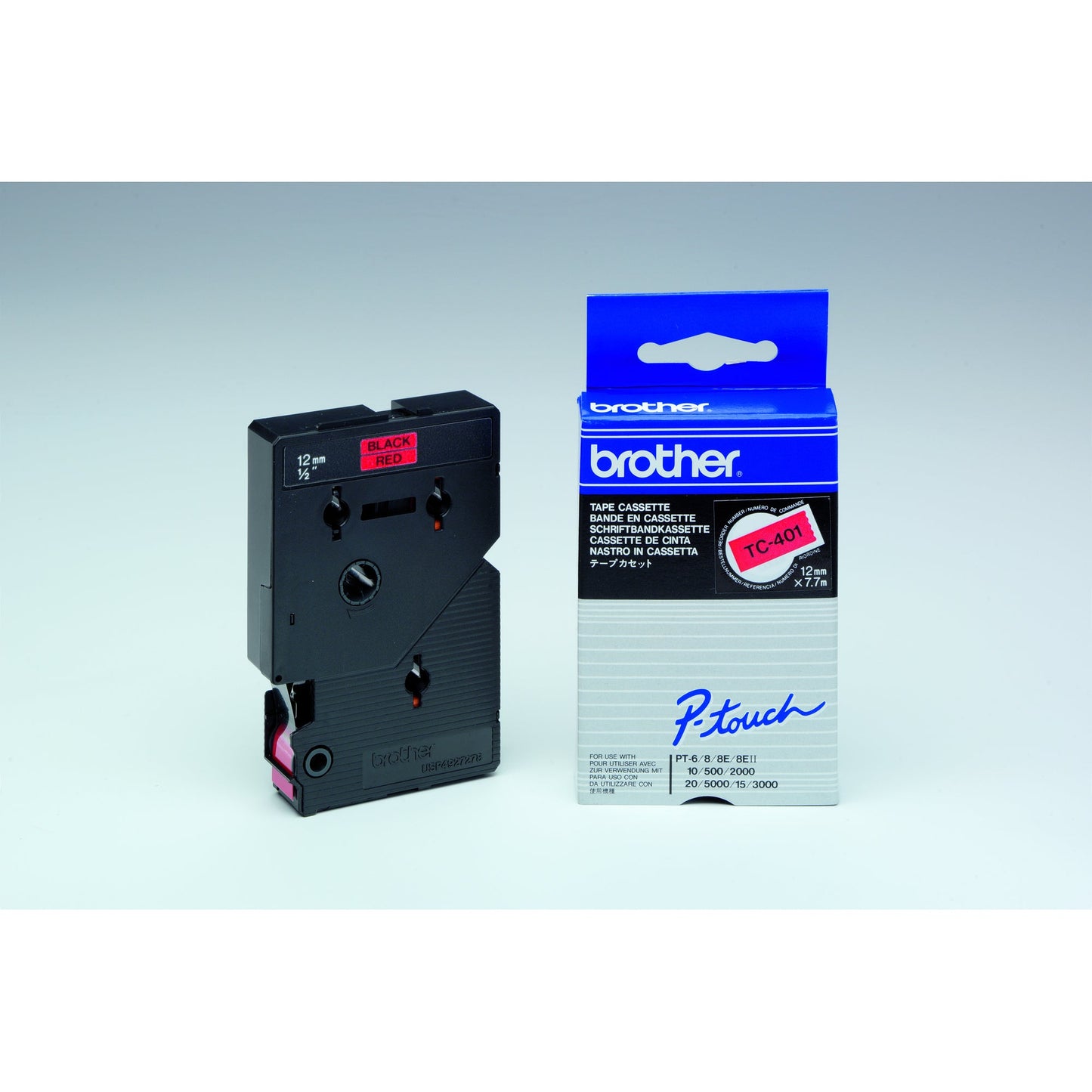 Brother Schriftbandkassette P-touch 12 mm x 7,7 m (B x L) rot schwarz