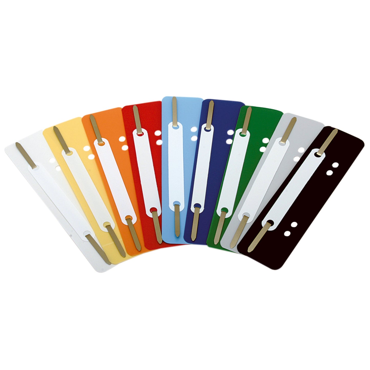 Soennecken Heftstreifen 3,4 x 15 cm (B x H) Polypropylen je 25 x weiß, gelb, orange, rot, hellblau, dunkelblau, dunkelgrün, grau, braun, schwarz 250 St./Pack.