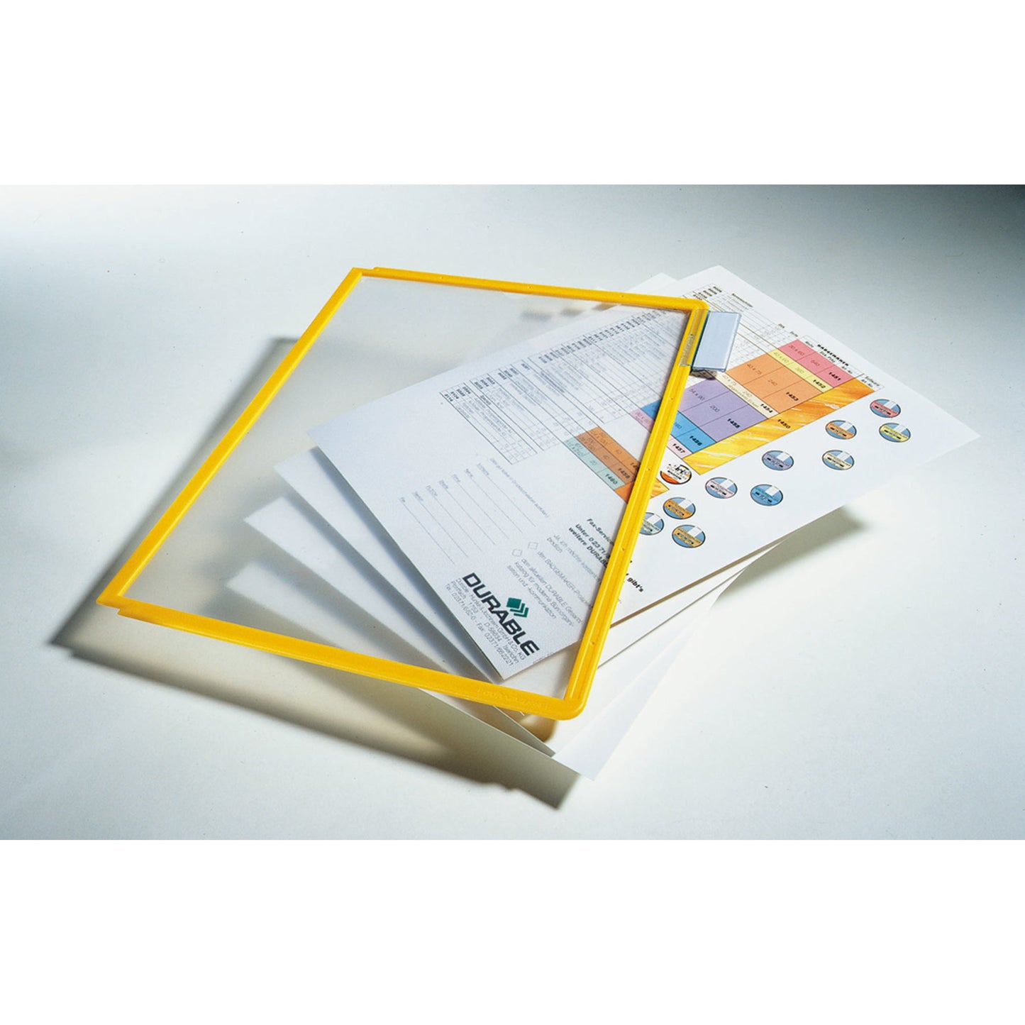 DURABLE Sichttafelwandhalter SHERPA® WALL 10 DIN A4 inkl. Kunststoffreitern mit blanko Einsteckschildern ABS Kunststoff/Polypropylen/Polyamid je 5 x schwarz, rot 10 Sichttafeln