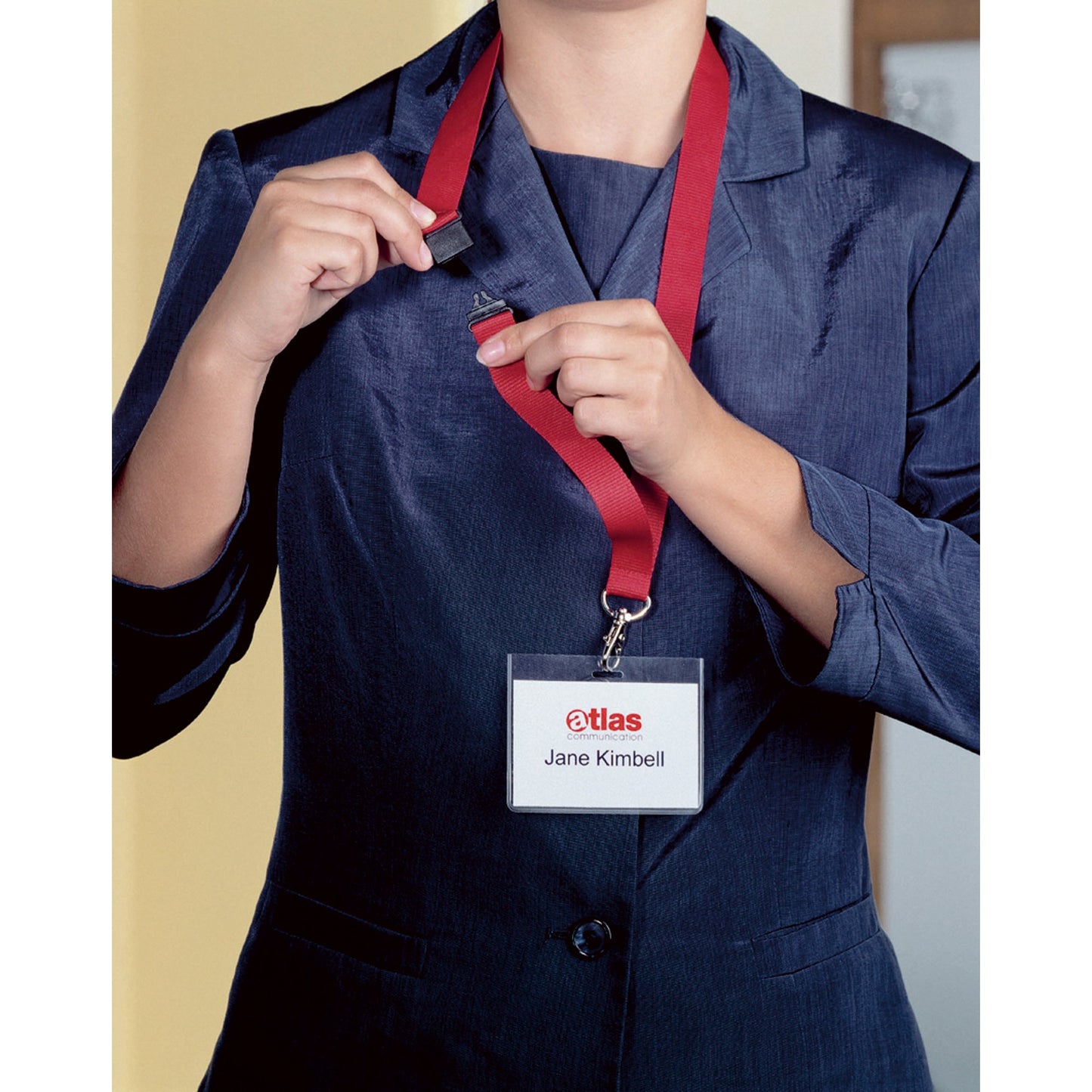 DURABLE Textilband Namensschilder mit Clip-Ausstanzung 2 x 44 cm (B x L) Sicherheitsverschluss Karabinerhaken schwarz 10 St./Pack.