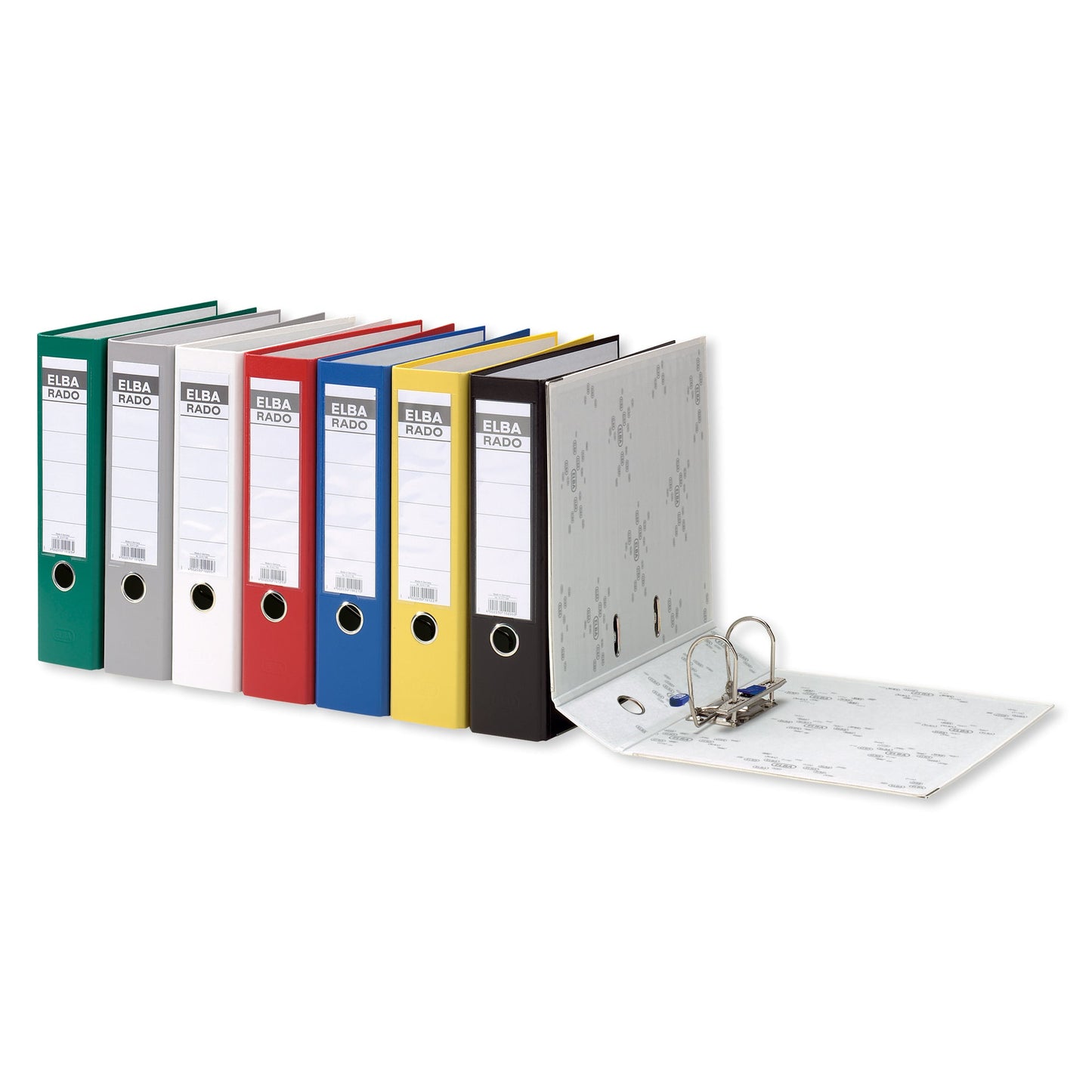 ELBA Ordner rado brillant 80mm DIN A4 Rückenschild: einsteckbar mit Schlitzen Werkstoff: Pappe Material außen: Acrylat/Papier Material innen: Papier schwarz