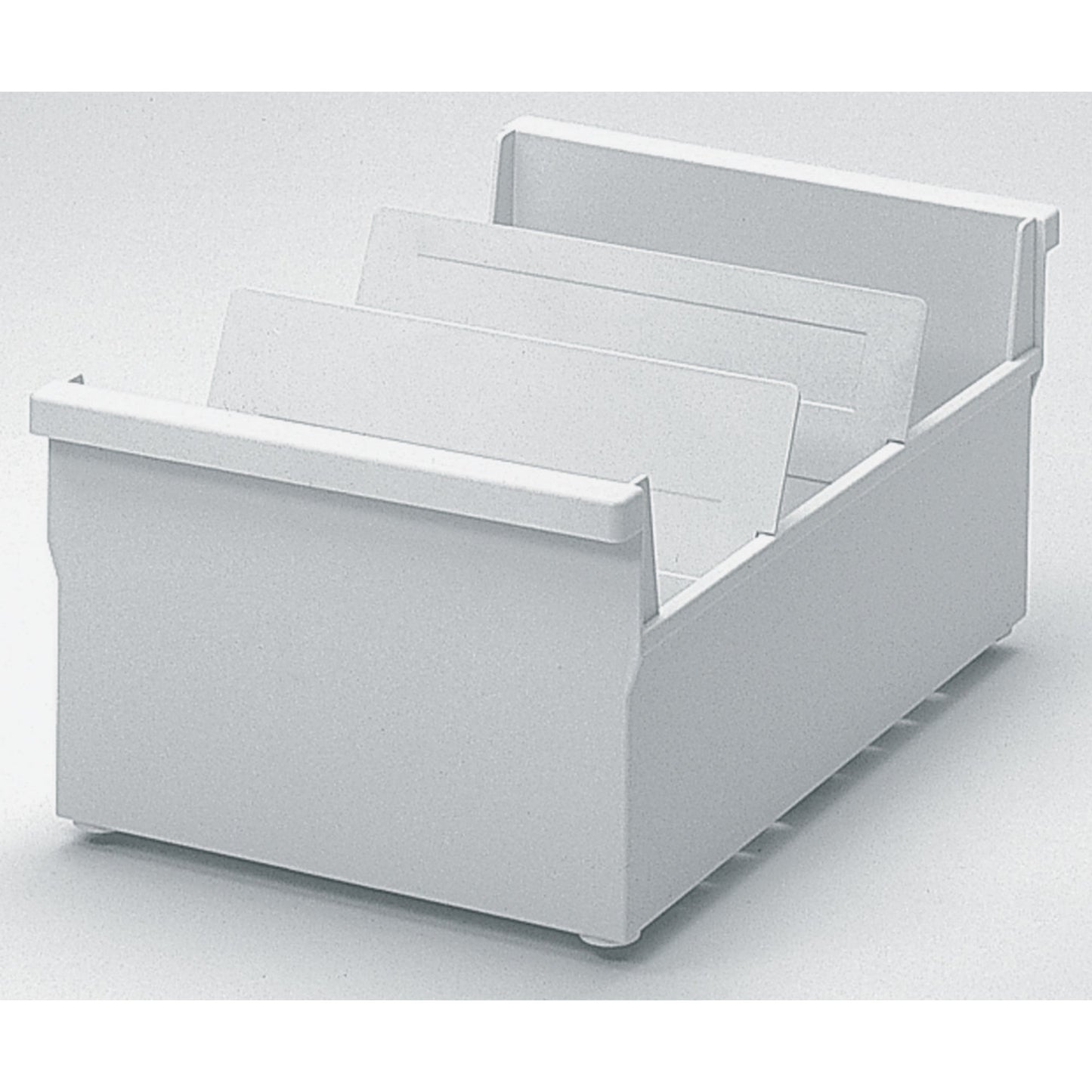 helit Karteitrog the admin 22,7 x 14,5 x 35 cm (B x H x T) DIN A5 quer 1.200 Karten Polystyrol lichtgrau 2 Stützplatten