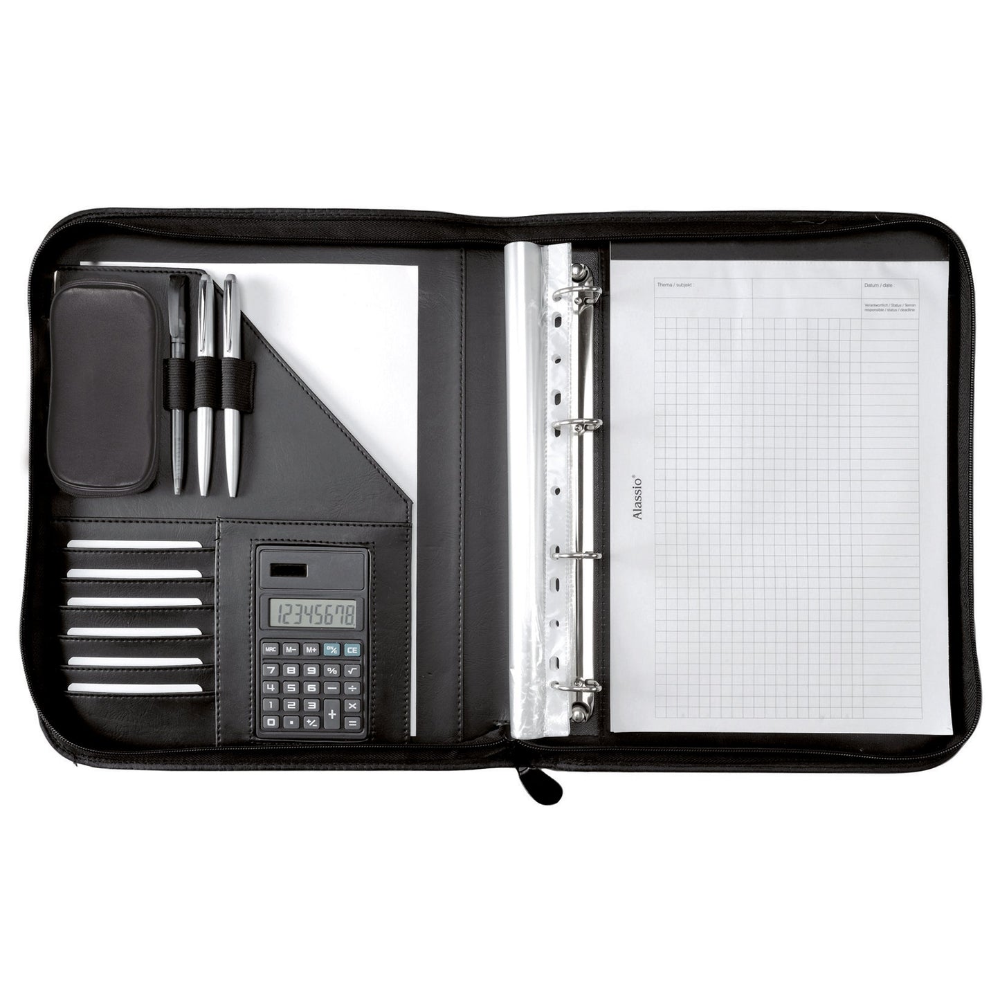 Alassio® Schreibmappe RICCIONE 26,5 x 34,5 x 4,5 cm (B x H x T) Kunstleder schwarz