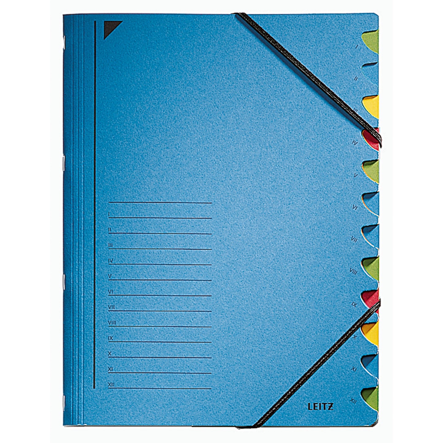 Leitz Ordnungsmappe DIN A4 350g/m² Pendareckarton, recycelt Farbe: blau Farbe des Fächerblocks: mehrfarbig 12 Fächer