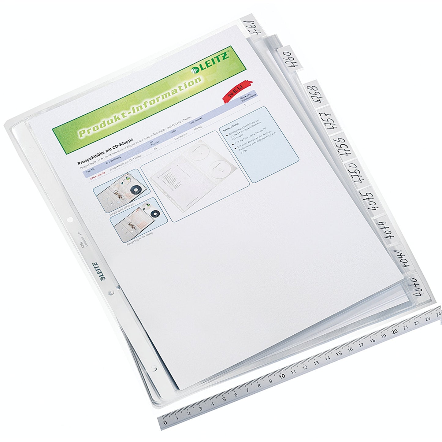 Leitz Hüllenregister DIN A4 130µm oben offen Polypropylen farblos genarbt 10 Registerblätter